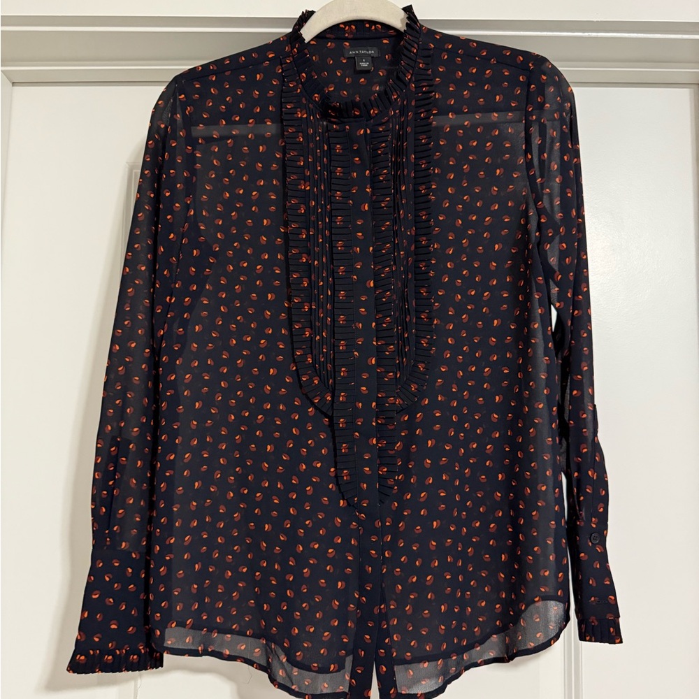 Ann Taylor Navy and Orange Blouse